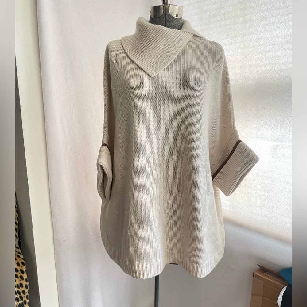 Massimo Dutti Cream Poncho Sweater